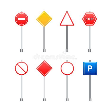 Set Of Road Signs Isolated On Transparent Background Vector
