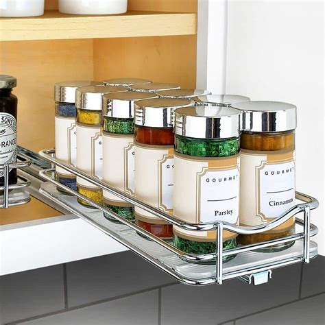 Lynk Professional 4 14 In Wide Silver Chrome Slide Out Spice Rack