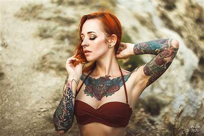 Redhead Freckles Bikini Sinner Armpits Tattoo Eyes