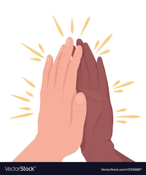 Slap Hands With Friend Semi Flat Color Hand Vector Image