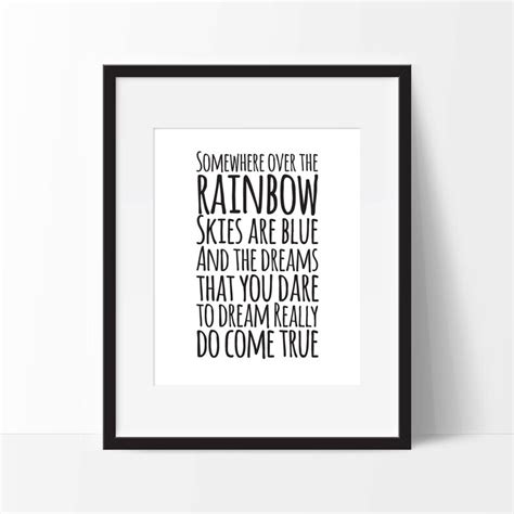 Somewhere Over The Rainbow Wizard Of Oz Lyrics Typography Print 8x10