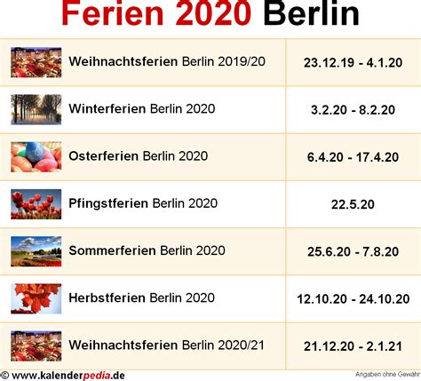 Ferien Berlin 2020 Übersicht Der Ferientermine