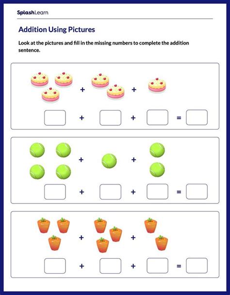 Addition Sentences Using Pictures Math Worksheets Splashlearn