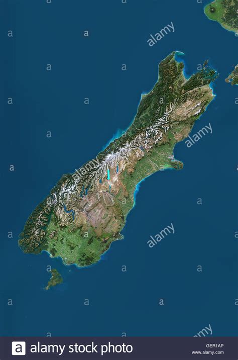 Satellite View Of The South Island New Zealand This