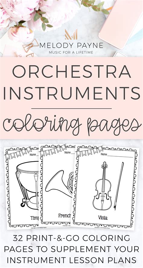 Orchestra Instruments Music Coloring Pages And Worksheets For