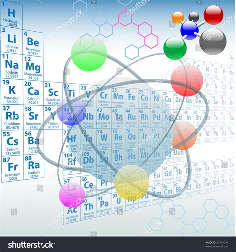 Atomic Elements Periodic Table Atoms Molecules Chemistry Design Stock