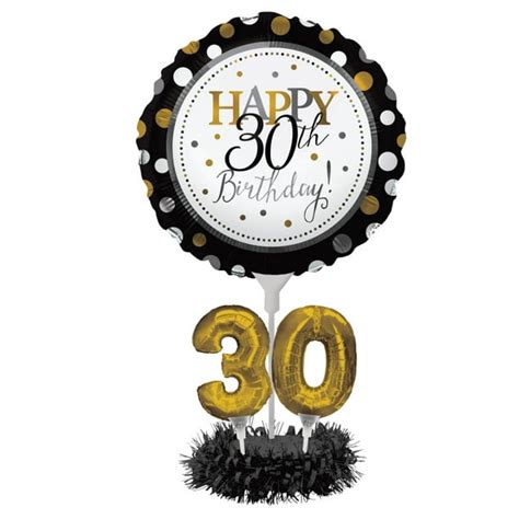 Pack Of 4 Black And Gold Happy 30th Birthday Party Balloon