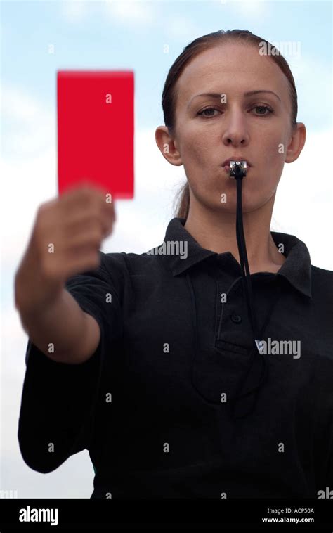 Female Football Referee Showing A Red Card Stock Photo Alamy