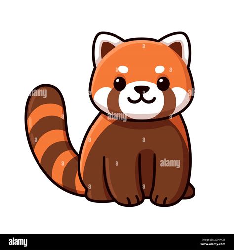 Cute Cartoon Red Panda Character Drawing Kawaii Vector Clip Art The