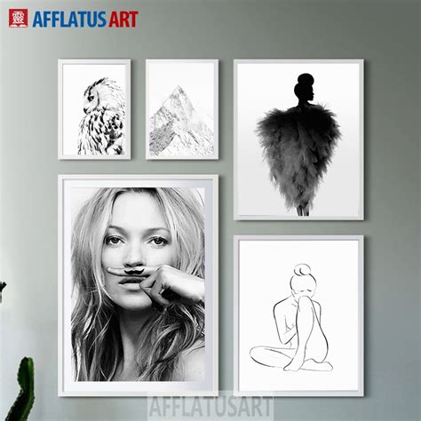 Nordic Minimalism Black White Fashion Girl Wall Art Canvas Painting Posters And Prints Wall