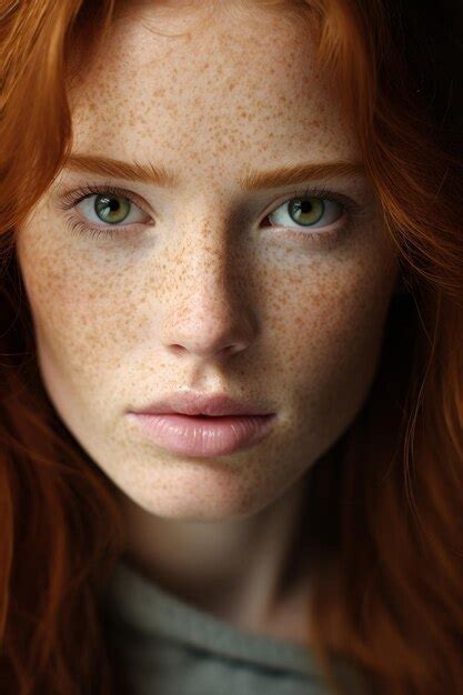 Premium Ai Image A Woman With Freckled Hair And Green Eyes