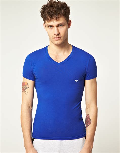 Lyst Emporio Armani V Neck T Shirt In Blue For Men