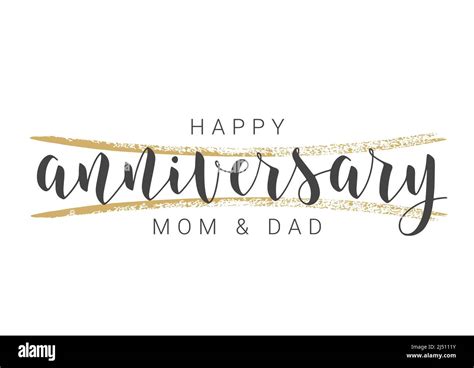 Handwritten Lettering Of Happy Anniversary Mom And Dad Template For Banner Card Label