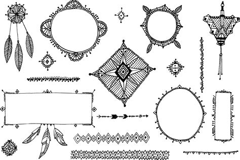 Vector Decor Set Collection Of Hand Drawn Doodle Boho Style Dividers