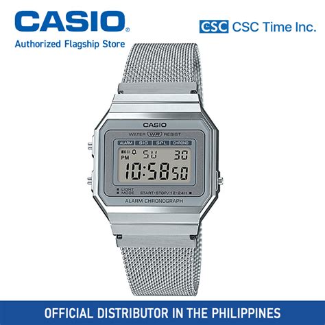 Casio A700wm 7adf Silver Stainless Steel Mesh Strap Digital Watch