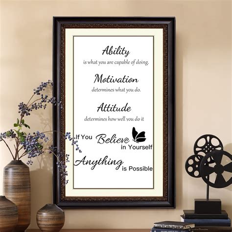 Buy 4 Pieces Vinyl Wall Quotes Stickers Ability Motivation Attitude Believe Anything