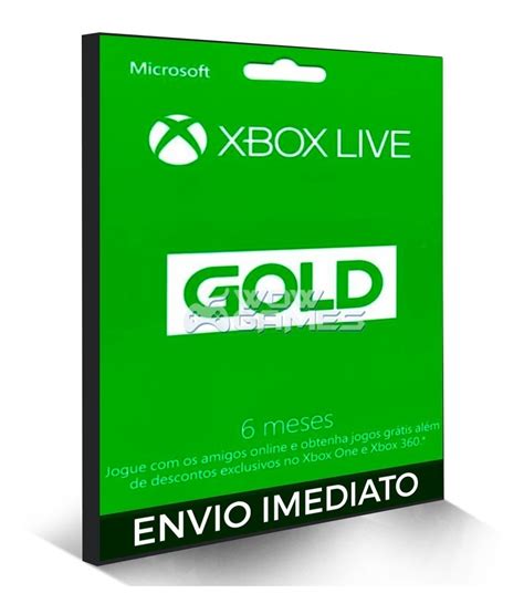Cartão Xbox Live Gold 6 Meses Xbox One 360 Brasil Br R 12000 Em