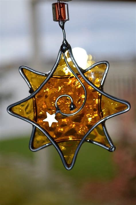 Golden Star Stained Glass Suncatcher Starlight Celestial Suncatcher