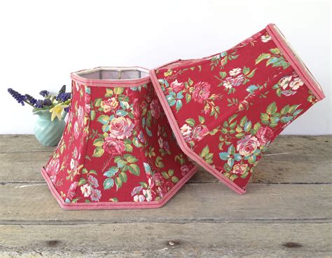 Red Rose Lampshade Handmade In French Vintage Fabric Lampshade Etsy
