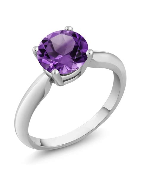 Gem Stone King Ct Round Purple Amethyst Sterling Silver Ring