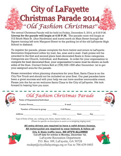 Christmas Parade Entry Form Available City Of Lafayette