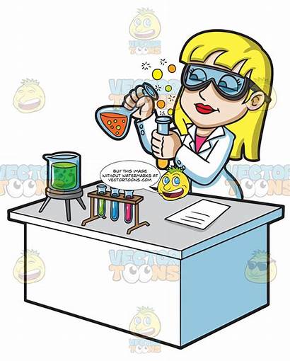Female Scientist Chemicals Mixing Clipart Scientists Cartoons