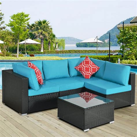 Patio Dining Sets Clearance 5 Piece Patio Furniture Sets 4 Rattan Wicker Chairs With Glass