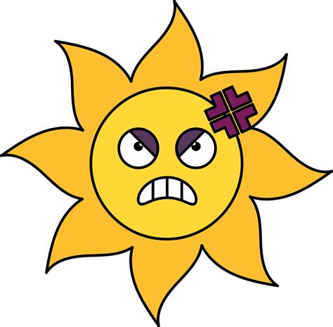 Angry Sun Sticker Outline Illustration 4818720 Vector Art At Vecteezy