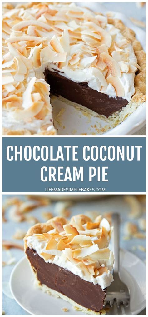 Chocolate Coconut Cream Pie On A White Plate