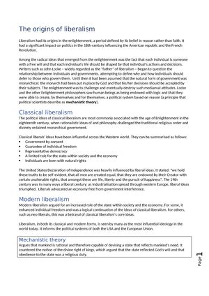 Core Ideas Of Liberalism Worksheet Pre Chewed Politics Chapter