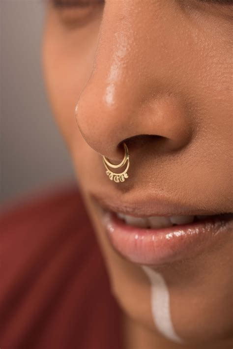 Gold Nose Ring Indian Nose Ring Gold Nose Hoop Gold Tragus Etsy