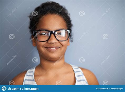 Smart Girls Wear Their Glasses A Young Girl Wearing Glasses Stock