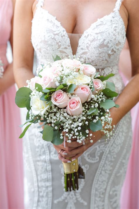 Romantic Pink And Gold Clearwater Beach Wedding Opal Sands Bridal Bouquet Pink Bride
