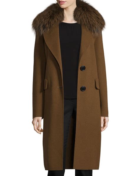 Derek Lam 10 Crosby Wool Blend Coat W Fox Fur Spice Fox Coat Coat