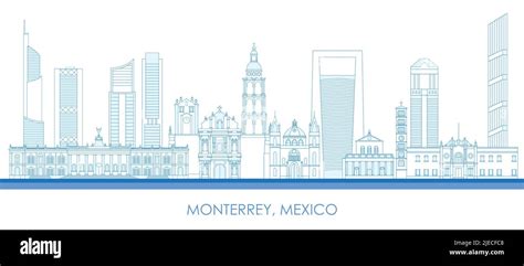 Outline Skyline Panorama Of City Of Monterrey Mexico Vector