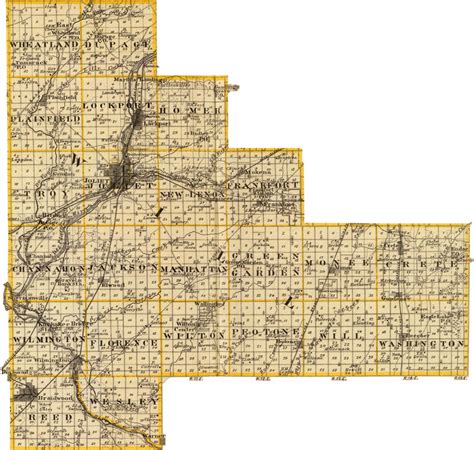 Will County Illinois 1876 Historic Map Reprint