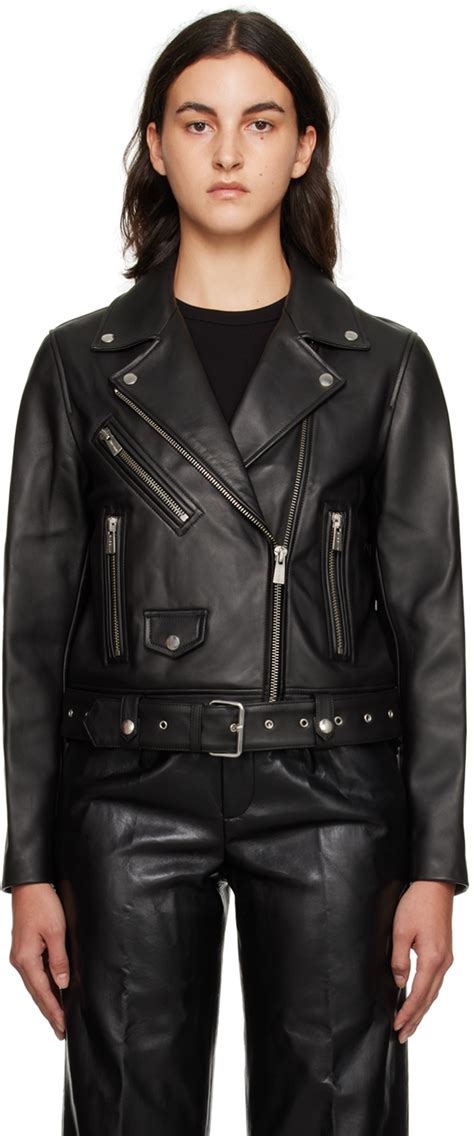 Anine Bing Black Benjamin Moto Leather Jacket Ssense