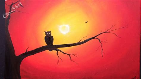 Owl At Sunset Acrylic Painting Full Step By Step If Youre Looking