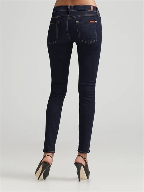 Lyst 7 For All Mankind The Skinny Jeans In Blue