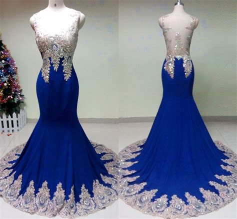 Custom Made Royal Blue Evening Dresseslong Satin Formal Party Dresses