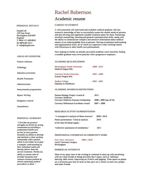 It is the standard representation of credentials within academia. Academic Resume Template - 6+ Free Word, PDF Document ...