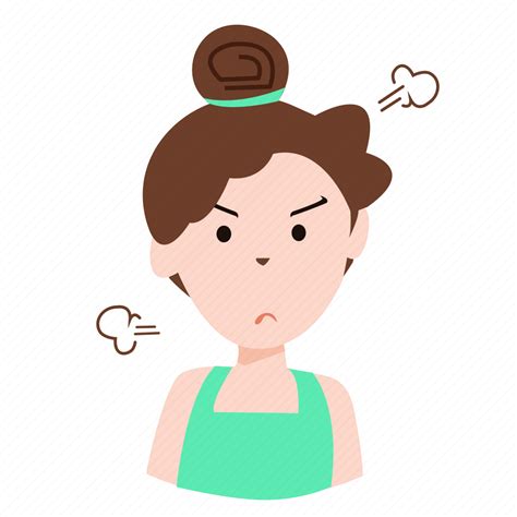 Angry Mother Smiley Cartoon Curly Girl Mad Icon Download On Iconfinder