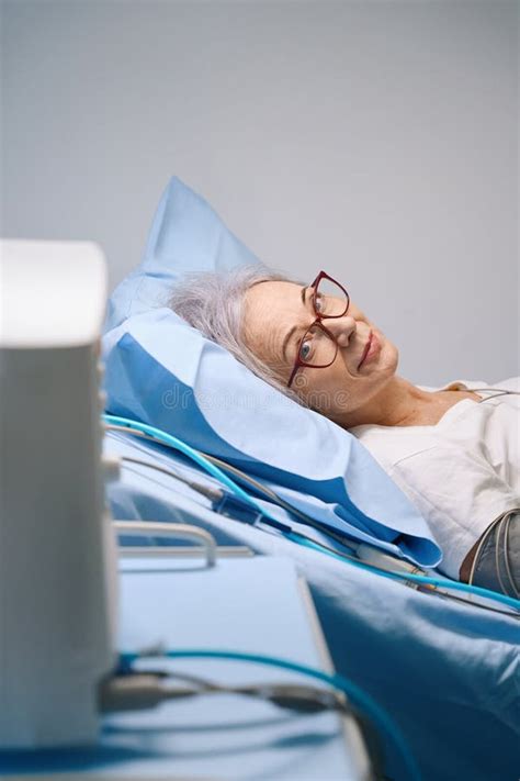 Elderly Woman Is Being Examined In The Cardiology Department Stock