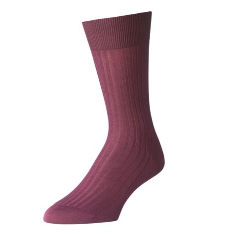 Burgundy Piccadilly Cotton Rib Sock Mens Country Clothing Cordings