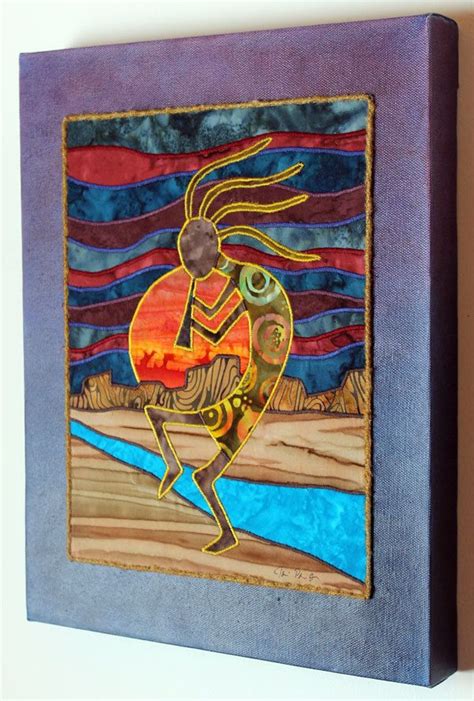 Kokopelli Native American Southwest Art Art Quilt On Canvas Home