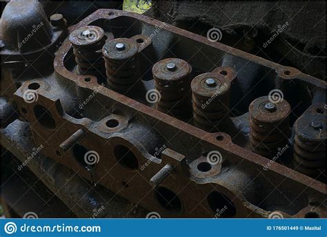Old Rusty Six Cylinder Diesel Engine Royalty Free Stock Photography
