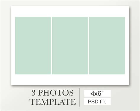 4x6 Photo Card Collage Template For 3 Pictures Photo Collage Etsy In