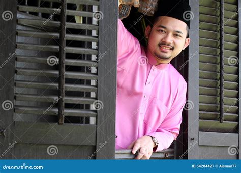 Malay Muslim Man Open A Traditional Window Stock Image Image Of Asia