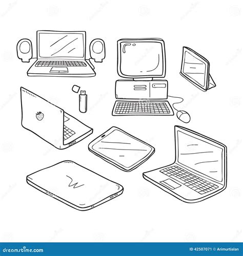 Computer Doodle Drawing Stock Illustration Illustration Of Netbook