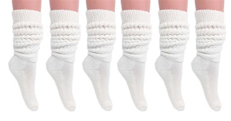 AWS American Made Heavy Slouch Socks For Women White 6 Pair Made In